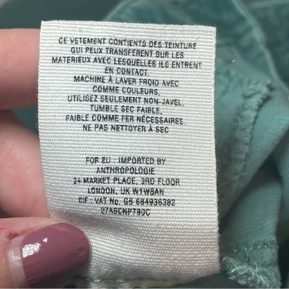 Pilcro And The Letterpress Serif Green Corduroy Ankle Pants Size 26 Casual - Picture 8 of 11